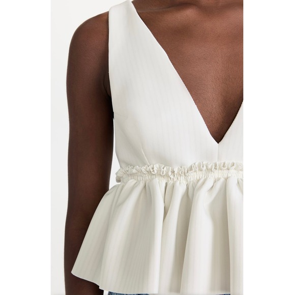 KIMBERLY GOLDSON Jah Top Shirt Womens Medium Off White Stripe V-neck Sleeveless - Picture 5 of 16